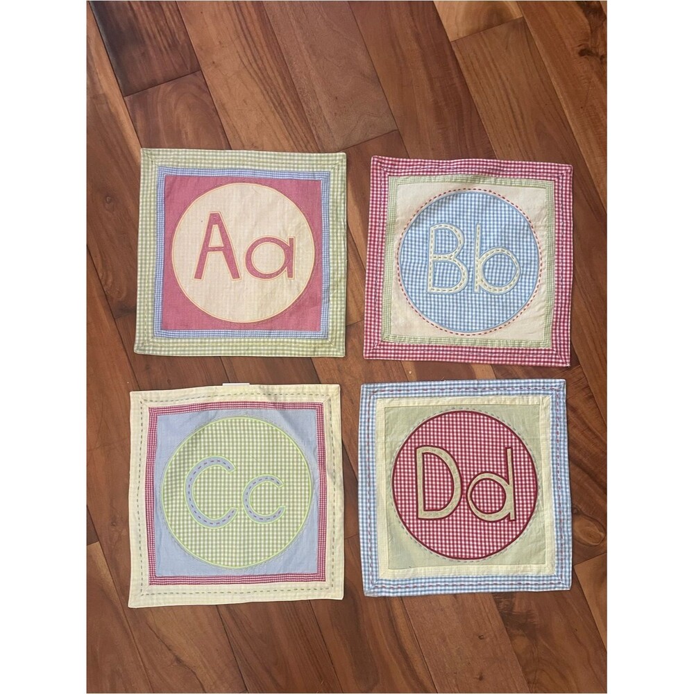 Pottery barn kids ABCs cloth quilted squares placemats hanging decor nursery